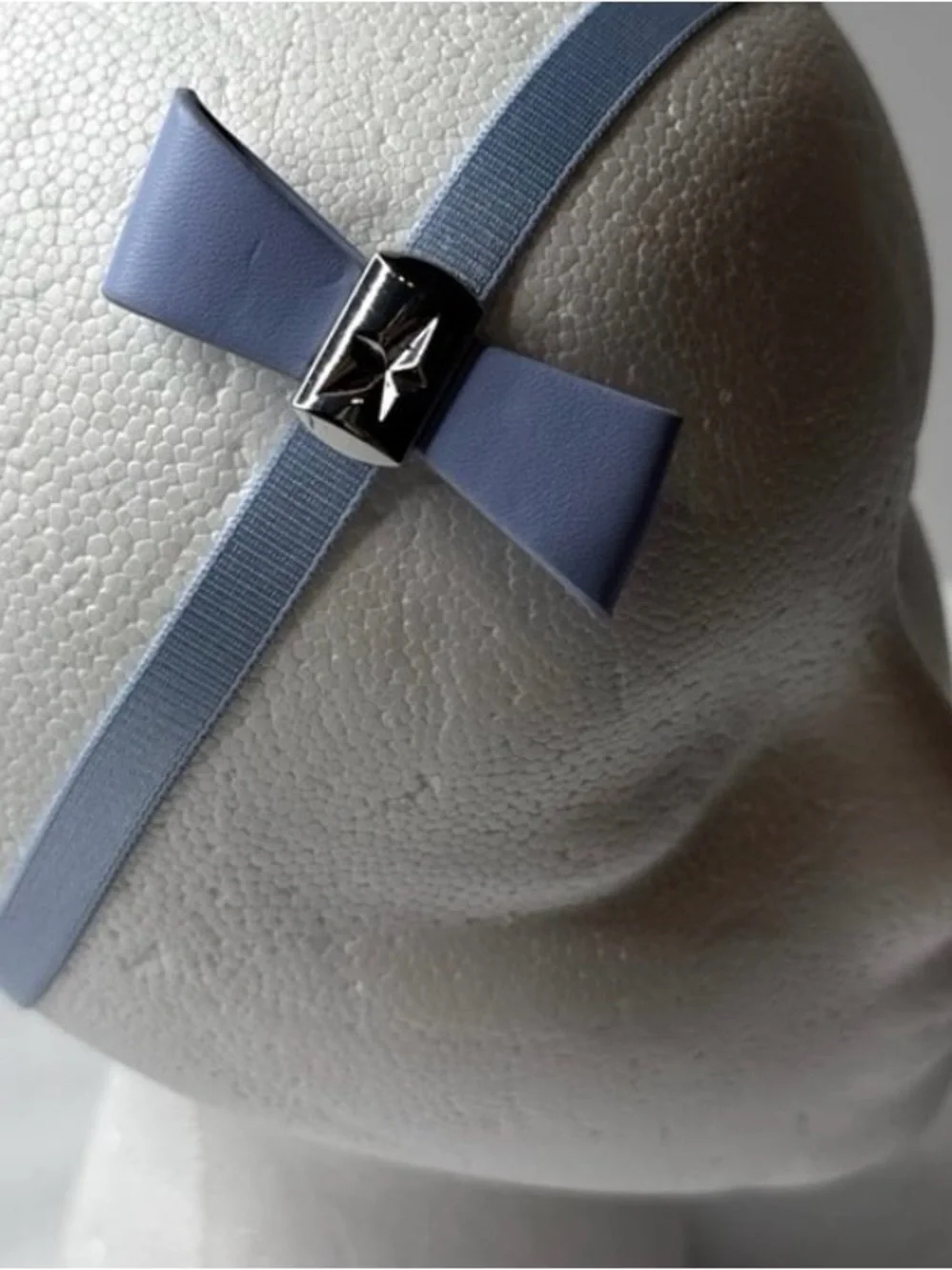 Light Blue Bow Headband with Logo Accent